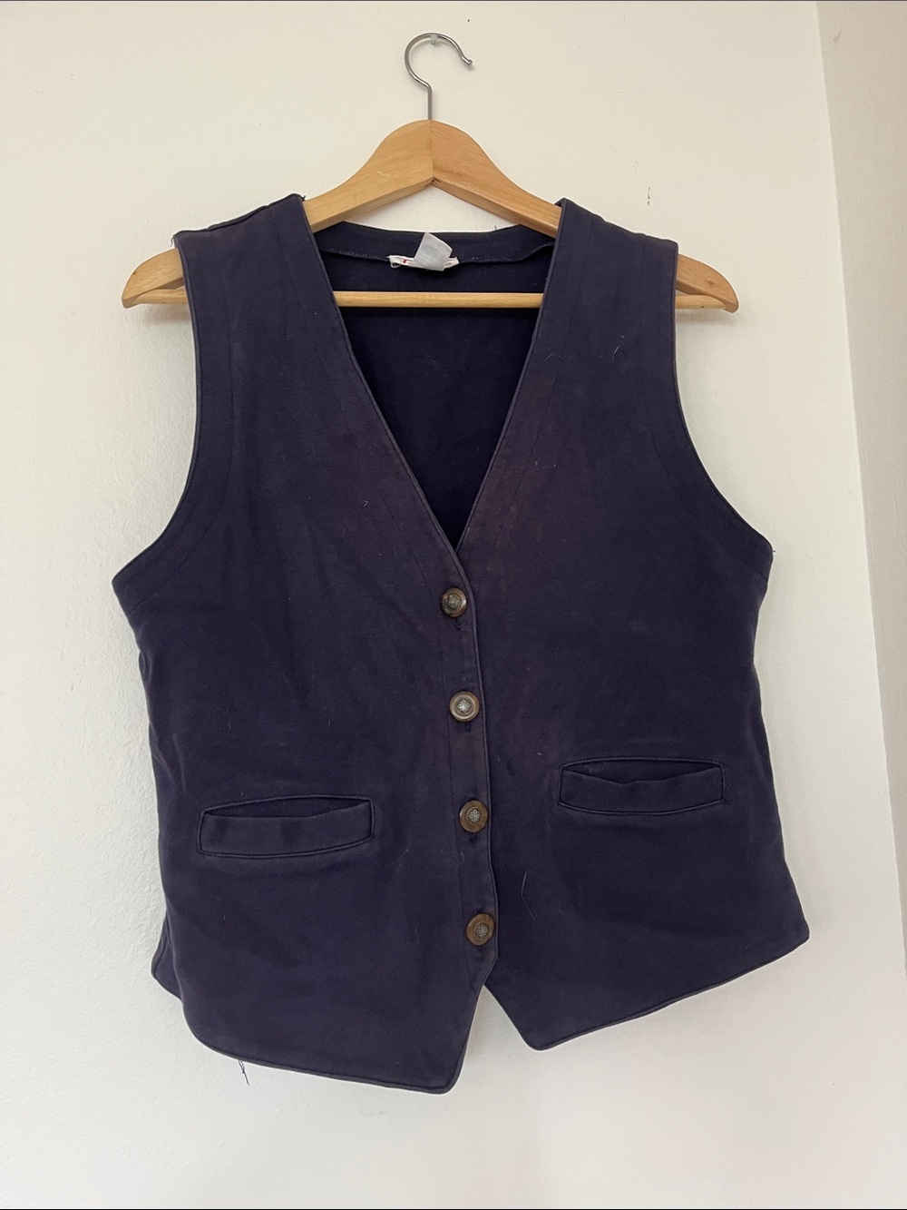 Talbots Navy Button-Front Vest